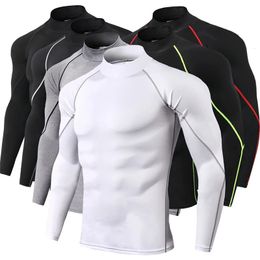 Rashguard Gym T Shirt Men Bodybuilding Quick-drying Fitness Compression Shirt Running Workout Man Sports First Layer Sportswear 240415