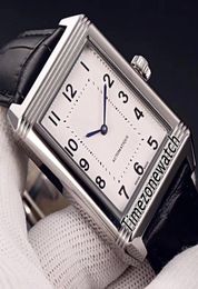 New Reverso Classic Medium Thin 2548520 Miyota 8215 Automatic Mens Watch Steel Case White Dial Black Leather Strap Timezonewatch E1730111