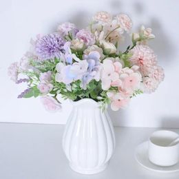 Decorative Flowers 5PCS Home Wedding 7 Head Roses Simulation Pography Props Ball Chrysanthemum Bouquet Put Decoration Wholesale