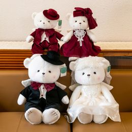 Couple Angel Bear Plush Toy Little Bear Doll Wedding Dress Bear Doll Throwing Wedding Bed Doll