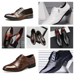 2024 New Luxury Designer Multi style leather men black white casual shoes, large-sized business dress pointed tie up wedding shoe size 40-47