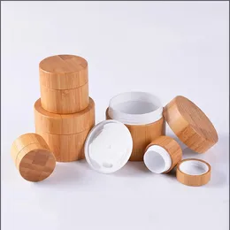Storage Bottles 5g 10g 20g 30g Bamboo Portable Round Bottle Cream Jar Nail Art Mask Refillable Empty Cosmetic Makeup Container Box