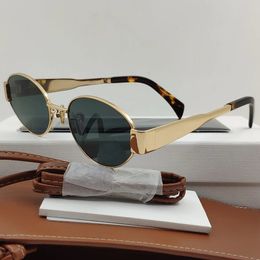 Gold Metal Frame Oval Party Small Shades Sunglasses For Women Aesthetic Brand Designer Unisex Coloured Summer Sun Glasses UV400 240410