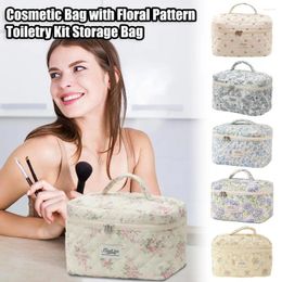 Cosmetic Bags Bag With Floral Pattern Print Set Zipper Closure Portable Travel Toiletry Makeup Brush