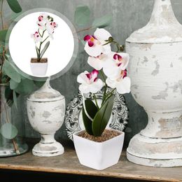 Decorative Flowers Dining Table Decor Artificial Flower Phalaenopsis Pot Faux Orchid Potted Fake Bonsai Simulated White Lifelike