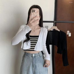 Women's T Shirts Thin Knitted Cardigan Fashion French Loose Knitwear Tops Long Sleeve Beach Vacation Casual Blouses