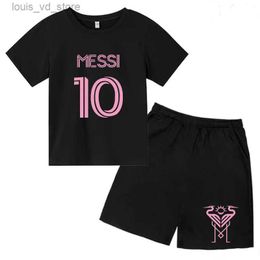 Clothing Sets Childrens Summer Sunshine Youth T-shirt Set NO 10 Football Boy/Girl Stumbling Step 3-12Y Top+Shorts Casual Charm Idol Sportswea T240415