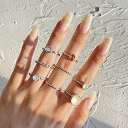 Korean Jewelry Joint Female Creative Colorful Index Finger Combination Eight Piece Set Ring