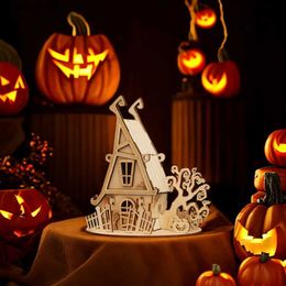 3D Puzzles Tada 3D Witchs House Wooden Puzzle Halloween Gift Party Decoration Assembly Mechanical Model Toy For Kids Adult Y240415