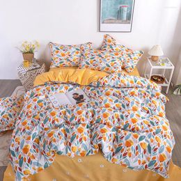 Bedding Sets Sejms Fresh Small Flower Style Simple Home Textile Sanding Quilt Cover Soft Skin-Friendly Oversized Four-Piece