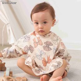 Bibs bucciati panni nuovi bambini che alimentano i grembiuli a maniche lunghe bavaglini con pettorali da tasca con copertina con tasca con maniche lunghe impermeabili y240415y240417a46i