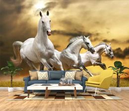 Wallpapers Nordic Contracted Dream Runs White Horse Setting Wall Picture Decorates Wallpaper Mural