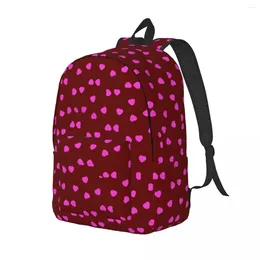 Backpack Pink Hearts Pirnt Happy Valentine College Backpacks Girl Streetwear School Bags Custom Big Rucksack