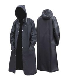 Black Fashion Adult Waterproof Long Raincoat Women Men Rain coat Hooded For Outdoor Hiking Travel Fishing Climbing Thickened 210924223934