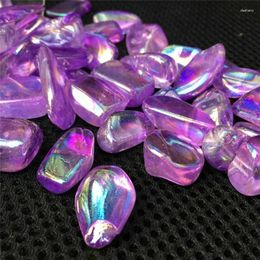 Decorative Figurines Wholesale 100g Rainbow Titanium Aura Electroplating Quartz Crystal Tumbled Stones Healing Natural Crystals