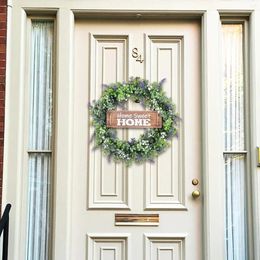 Decorative Flowers Eucalyptus Leaves Wreath For Front Door Sign Board Outdoor Porch Party