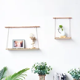 Decorative Plates Non Perforated Solid Wood. Wall Hanging Rope Storage Rack Bedroom Horizontal Partition Decoration Living Room Tv