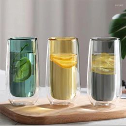 Wine Glasses Multicolor Bile Glass Double-Layer Cup Thickened Insulation Coffee Juice Milk Simple Colour Double Wall High Borosilicate