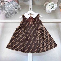 New girls partydress Letter printing baby skirt Size 100-150 CM kids designer clothes Sleeveless Lapel collar Princess dress 24April