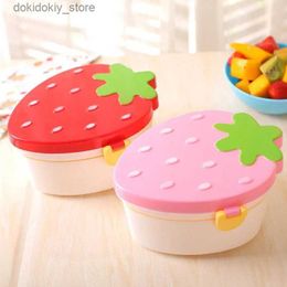 Bento Boxes 500ml Strawberry Shape Lunch Box2 Layer Food Fruit Storae Bento Boxs Red Pink Microwave Tableware Kid Cute School Bowl L49