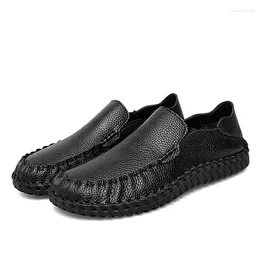 Casual Shoes Classic Hand Stitched Leather Men Loafers Big Size 38-47 On Lazy Walking Mens Sneakers Outdoor Flats