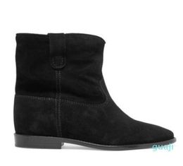 Women Genuine Black Leather Isabel Crisi Suede Ankle Boots New Classic Marant Fashion Show Pop Booties Shoes8717443