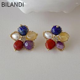Stud Earrings Bilandi Fashion Jewellery Vintage Temperament Multiple Colours Resin Flower For Women Female Gifts Style