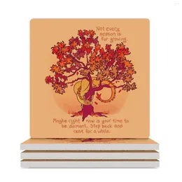 Table Mats Not Every Season Is For Growing Fall Dragon Forest Spirit Ceramic Coasters (Square) Funny Cup Holder Tea