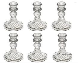 Candle Holders 6pc Crystal Centrepiece For Table Dinning Party Wedding Decorations Glass Taper Candlestick Set Bulk