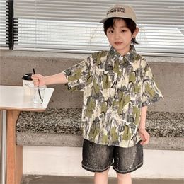 Clothing Sets 2-8 Year Summer Children Boys 2PCS Clothes Set Beach Single Breasted Floral Print Shirt Straight Shorts Suit Kid Boy Outfits