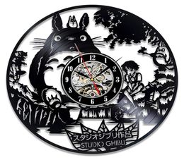 Studio Ghibli Totoro Wall Clock Cartoon My Neighbor Totoro Record Clocks Wall Watch Home Decor Christmas Gift for Y8110225