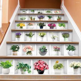 Window Stickers 6Pcs/Set 3D Flower Staircase Stair Sticker Self Adhesive DIY Stairway Wall Decal Home Decor