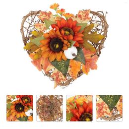 Decorative Flowers Artificial Garland Festival Scene Adornment Autumn Hanging Wreath Thanksgiving Day Pendant Wood Decor Door