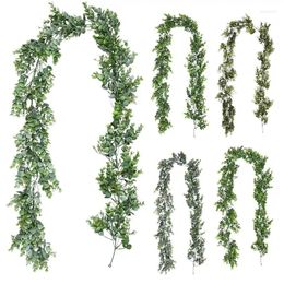 Decorative Flowers Artificial Greenery Garland Fake Vines Plant Eucalyptus Wall Hanging Rattan Leaves Branches Outdoor Garden