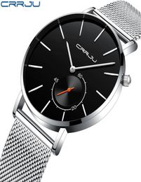 2018 New Fashion Simple Men Watch CRRJU Unique Design Black Casual Quartz Watches Men Luxury Business Wristwatch Zegarek Meskie1763372097