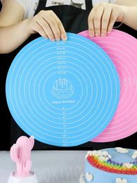 Table Mats Non-slip Pastry Turntable Nonstick Dough Kneading Pad Round Silicone Baking Mat Bread Cake Tray With Scale Kitchen Cooking Tools