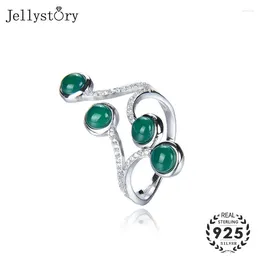 Cluster Rings Jellystory Fashion Female Ring 925 Sterling Silver With Round Shape Emerald Fine Jewellery For Wedding Anniversary Party Gift