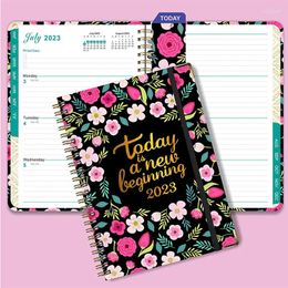 Agenda A5 Notebook Weekly Monthly Planner Jan 2024 - Dec Tabs Twin-Wire Binding Inner Pocket Daily Organiser