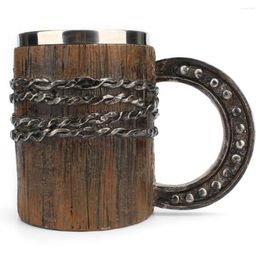 Mugs Creative Simulation Horseshoe Handle Mug Resin Coil Hoop Wood Large Capacity Double Layer Water Cup