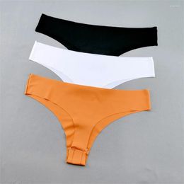 Women's Panties 3pcs Ultra-thin Ice Silk Women Thong Ladies Seamless T-Back Brief Underwear Low Rise Female Underpants EU S-L