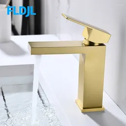 Bathroom Sink Faucets Brushed Gold Faucet Single Hole Modern Vanity Handle 304 Stainless Steel 4409