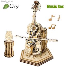 3D Puzzles URY 3D Wooden Puzzle Retro Music Violin DIY Musical Instrument Advanced Assembly Rhythm Device Model Toy Creative Gift for Girls Y240415