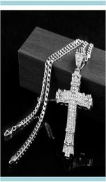 Necklaces & Pendants Jewelrysier Hip Hop Charm Full Ice Out Cz Simulated Diamonds Catholic Crucifix Christian Pendant Necklace With Lo9184140