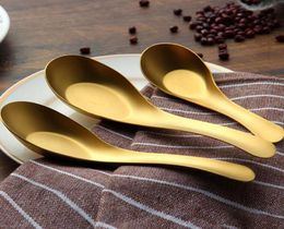 Stainless Steel Soup Spoons Gold Cooked Rice Scoop Kids Dinner Tableware Kitchen Accessories Wholesale8319620