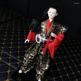 Decorative Figurines Human Doll Japanese Samurai Puppet Silk Man Ninja Model Craft Ornaments For Kimono Home Cooking Shop Decoration