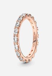 Rose Gold Plated Sparkling Row Eternity Ring with Clear Cz Fashion Style Jewelry for Women35934268696710