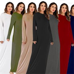 Ethnic Clothing Muslim Abaya Women Long Sleeve Solid Colour Maxi Dress Turkey Kaftan Dubai Caftan Arabic Robe Islamic Middle East Abayas