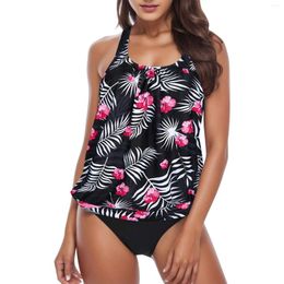 Women's Swimwear Boho Vintage Two Piece Bikini Swimsuit Flower Print Tanks Hawaiian Bathing Suit Holiday Vacation Travel Beachwear
