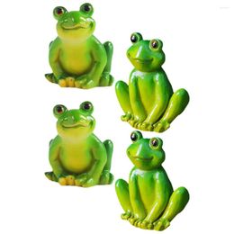 Garden Decorations 4 Pcs Micro Landscape Frog Ornaments Bonsai Statues Cake Resin Crafts