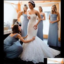 2024 Gorgeous Lace Mermaid Wedding Dresses Sweetheart Neckline Bridal Gown Sweep Train Sleeveless Applique Custom Made